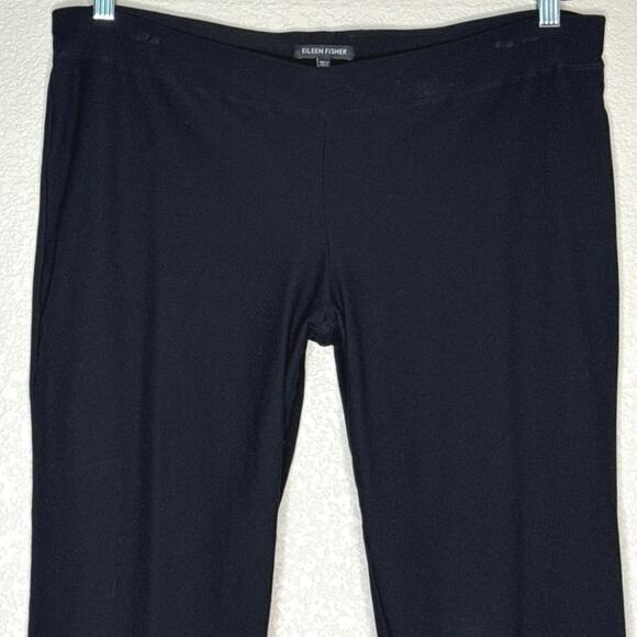 Eileen Fisher Washable Stretch Crepe Pull-On Pant in Black Womens Size L - Picture 7 of 10